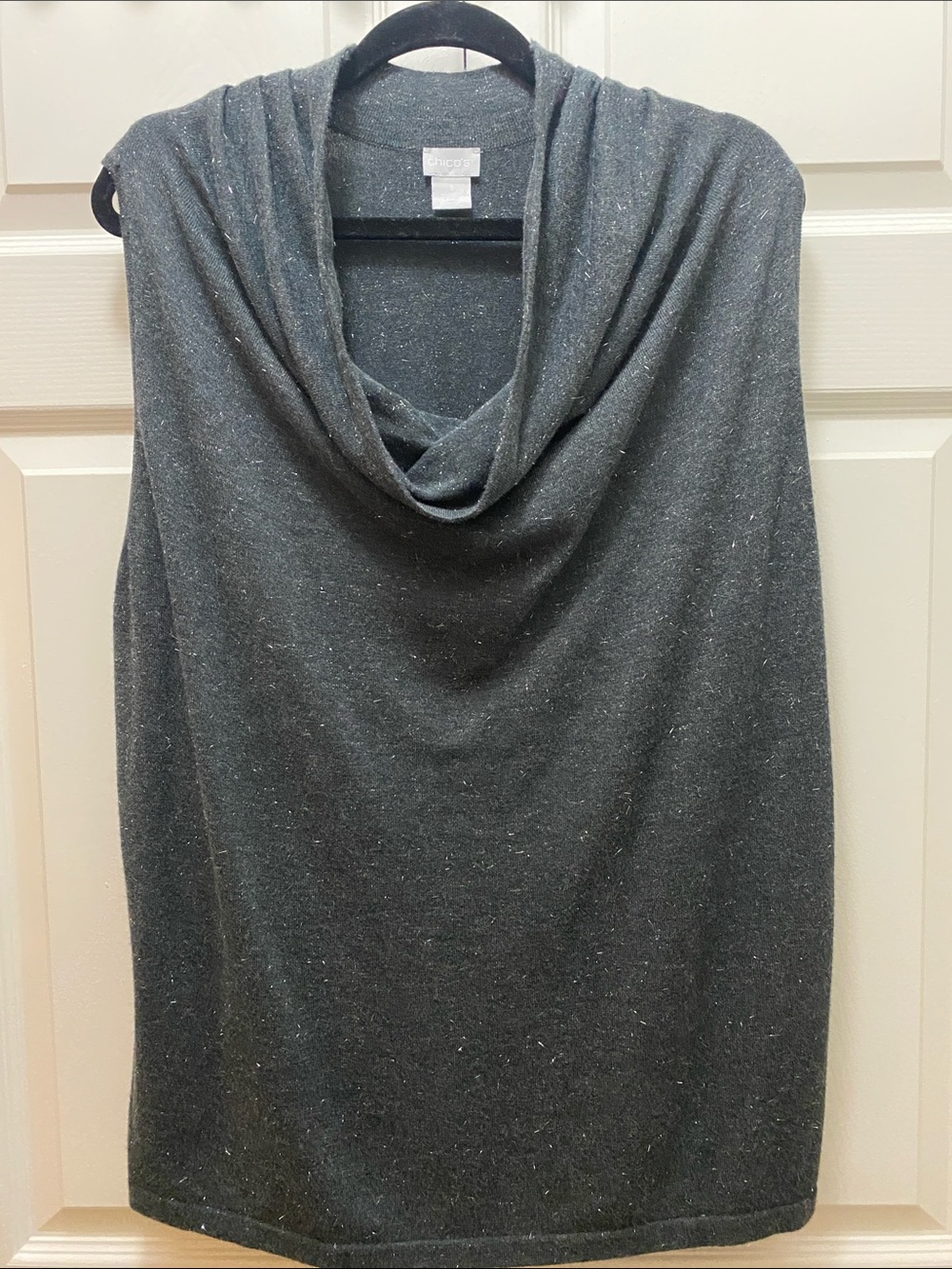 Chico's Dark Gray Sleeveless Cowl Neck Sweater Size XL - Cotton Blend